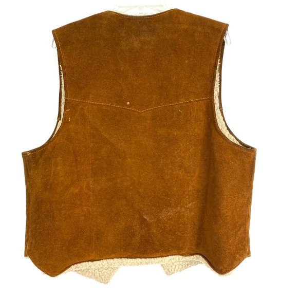 Vintage 70s 80s Trucker Vest Men's Sz 46 shearling Fur lined Suede leather AS IS - Picture 9 of 11